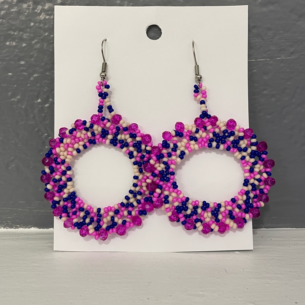 Huichol Beaded Circle Earrings 20$